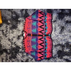 Womens Colorblock Grandma Cardigan Vintage Aztec Segrets Sun Prints Small VTG 90